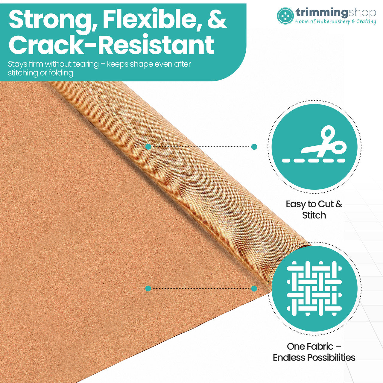 Lightweight 180gsm Cork Fabric Roll