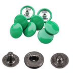 15mm S Spring Press Studs with Colour Caps and Gunmetal Components - (10 Sets)