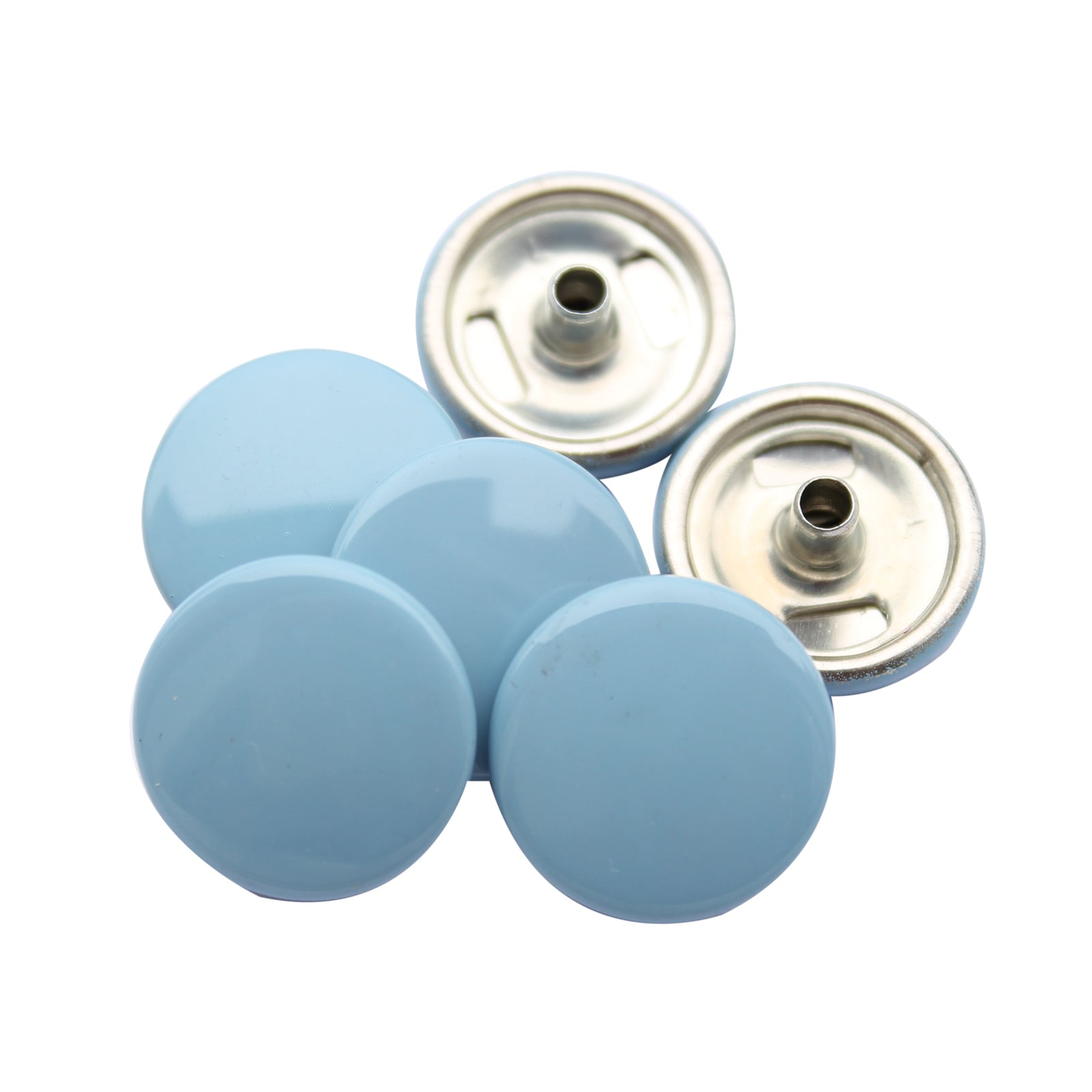 15mm S Spring Press Studs with Coloured Caps and Silver Components (10 Sets)