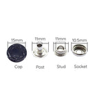 15mm Ring Spring Press Studs - Small (10 Sets)