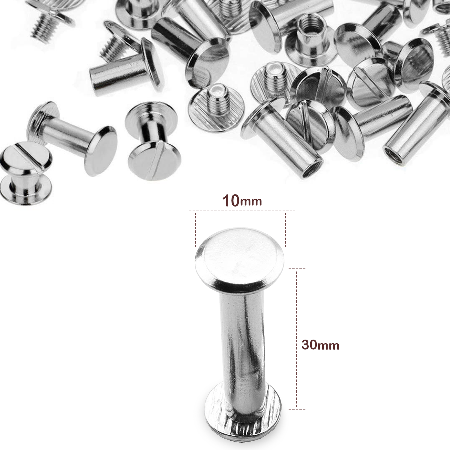Chicago Screw Flat Head Rivets (Pack of 10)