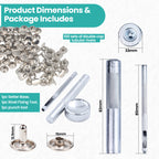 Double Cap Tubular Rivets with Fixing Hand Tool - (Pack of 100)