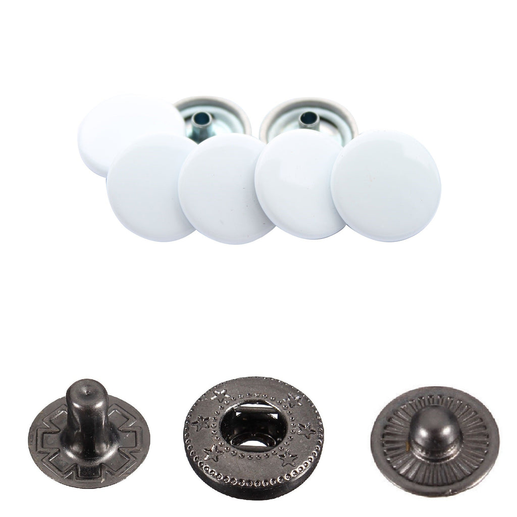15mm S Spring Press Studs with Colour Caps and Gunmetal Components - (10 Sets)