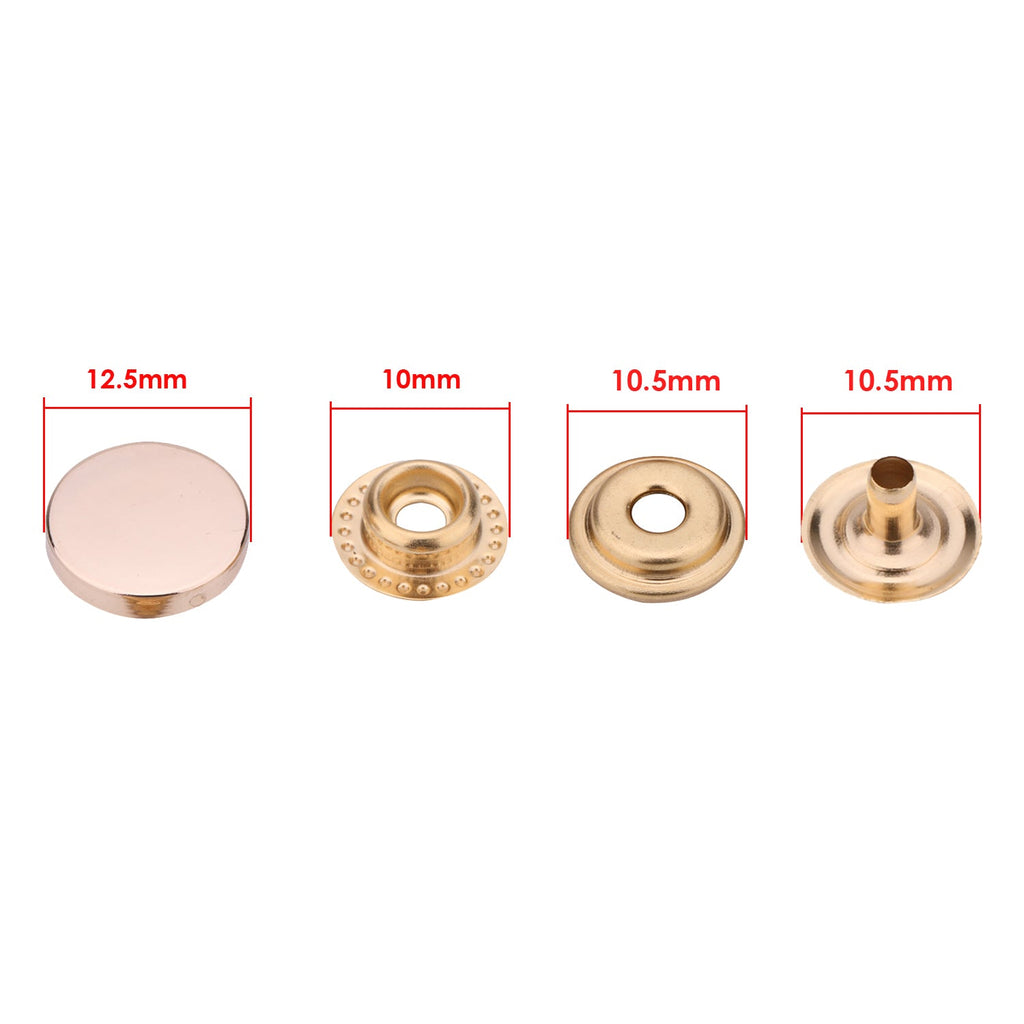 4-Part Flat Cap Press Studs (10 Sets)