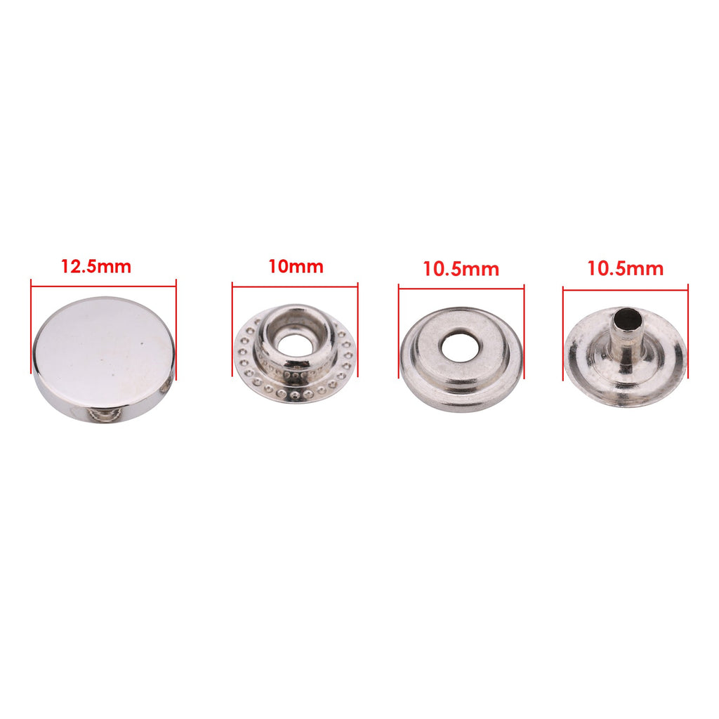 4-Part Flat Cap Press Studs (10 Sets)