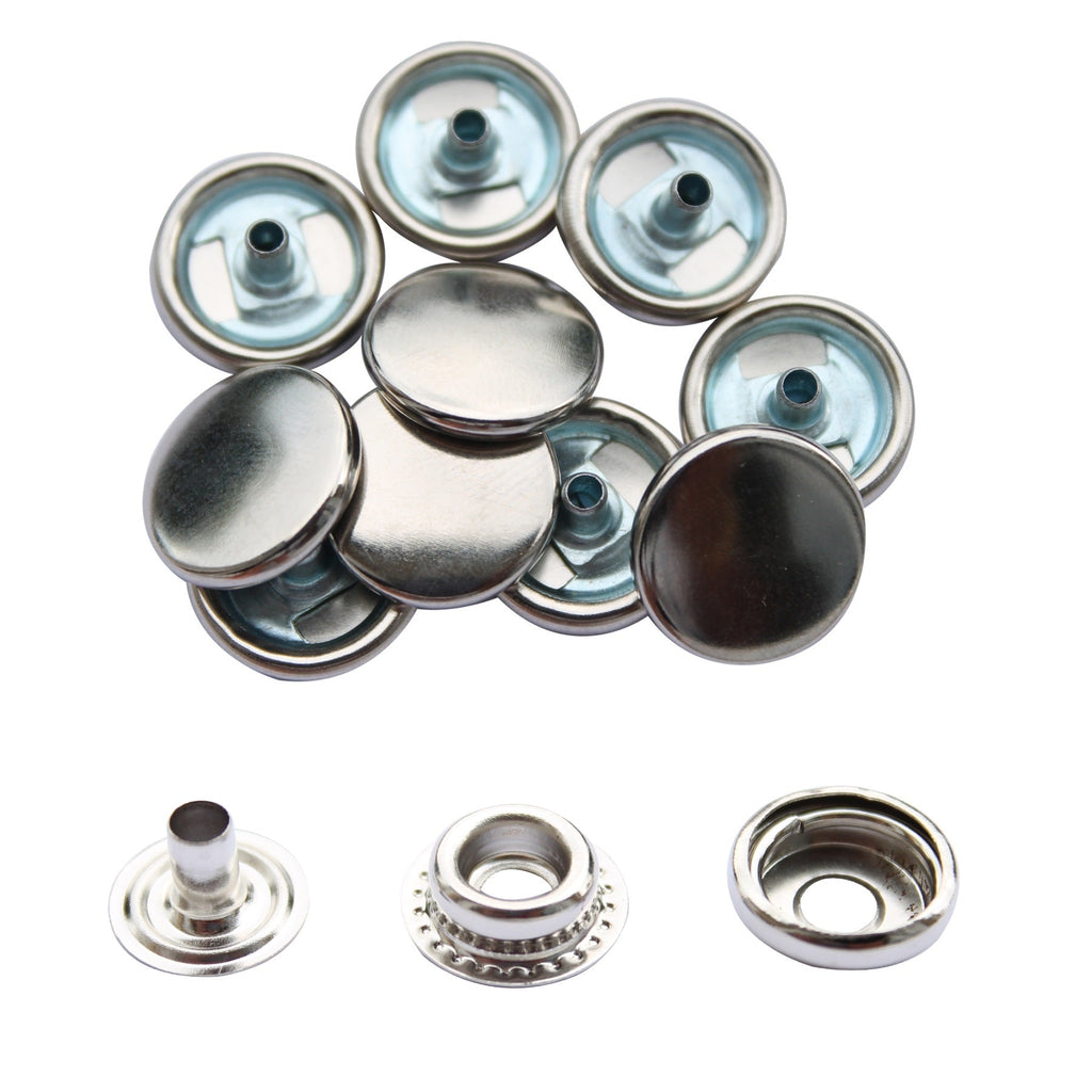 15mm Press Studs with Colour Caps and Silver Components - Small (10 Sets)