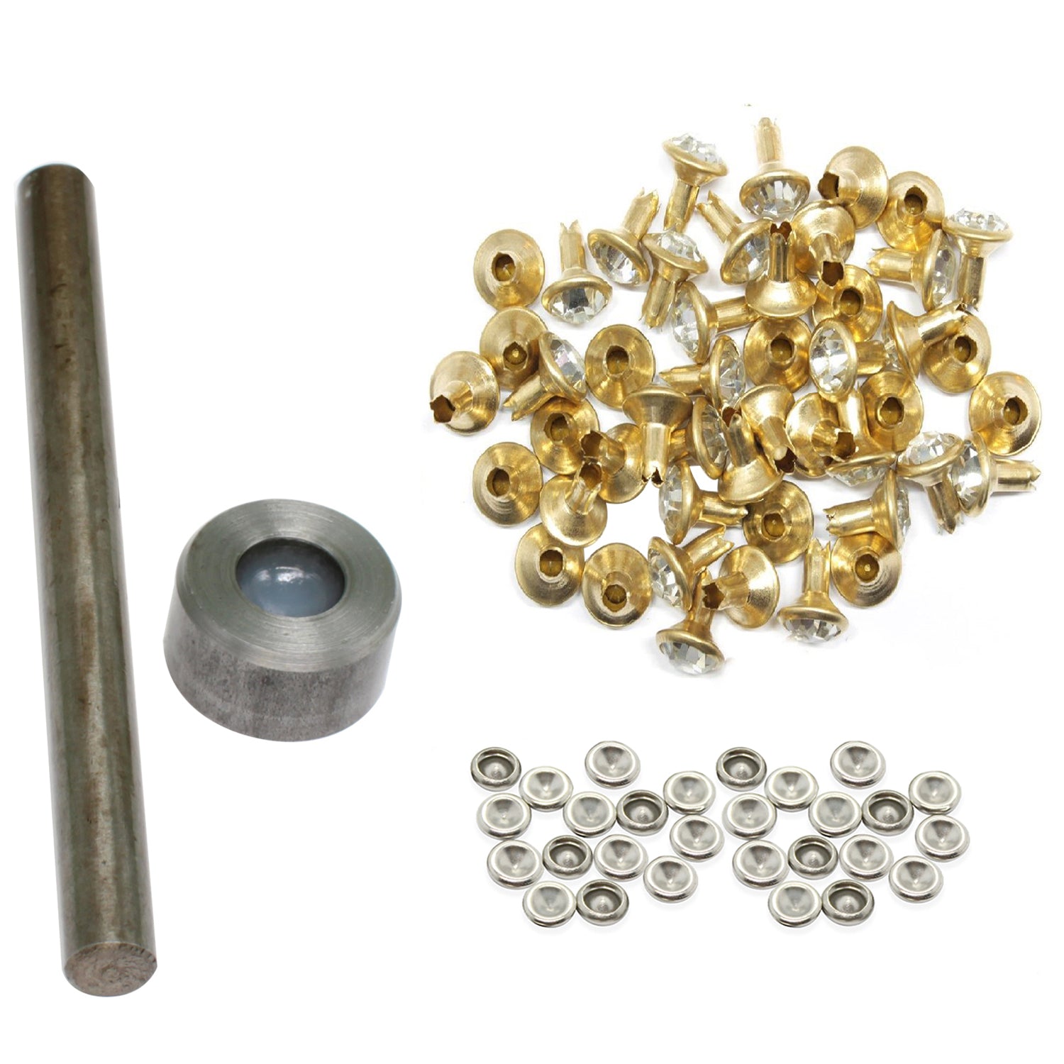 Diamante Rivets with 2 Part Hand Tool  - (Pack of 10)