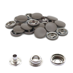 15mm Large 4-Part Press Studs with Colour Caps and Silver Components - (10 Sets)
