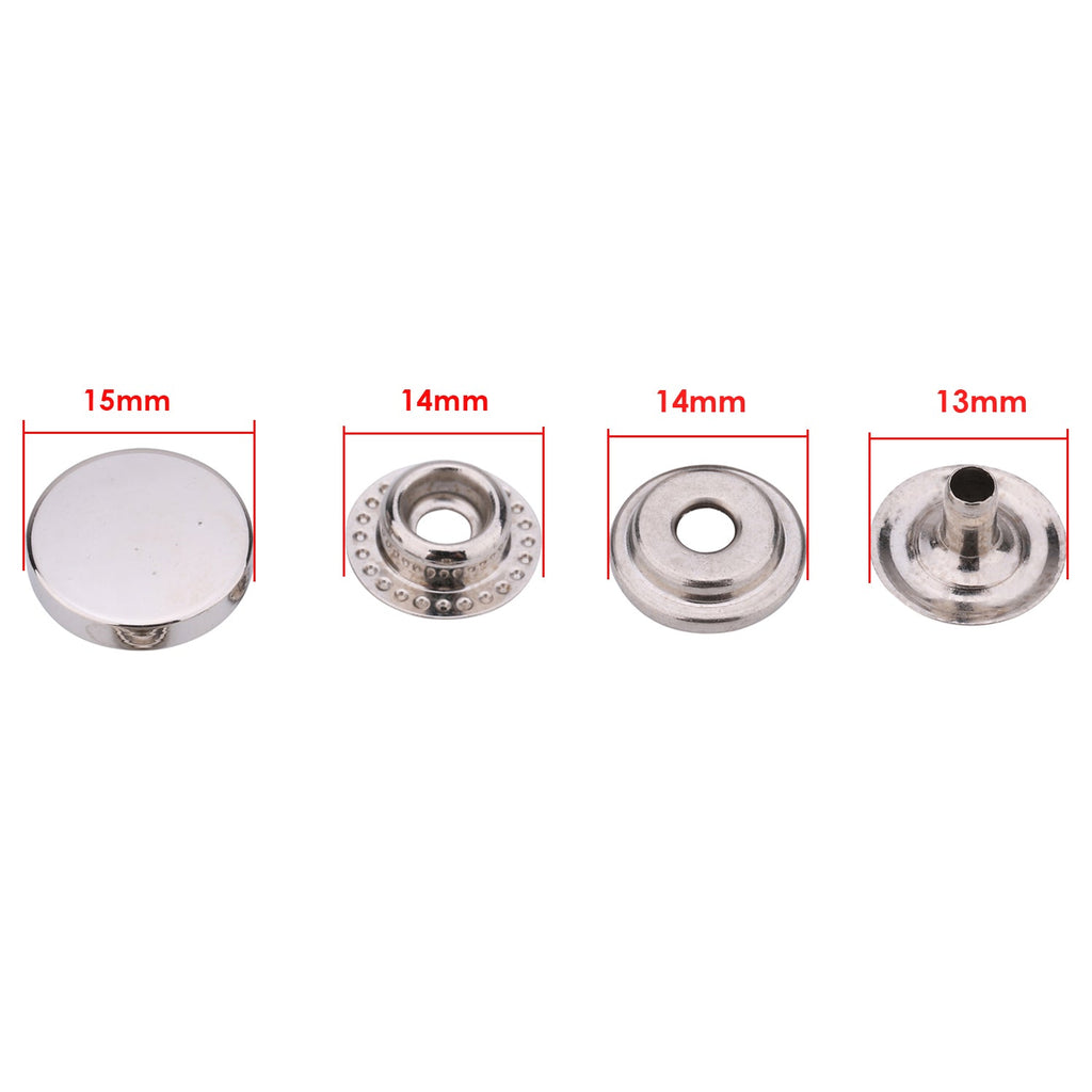 4-Part Flat Cap Press Studs (10 Sets)