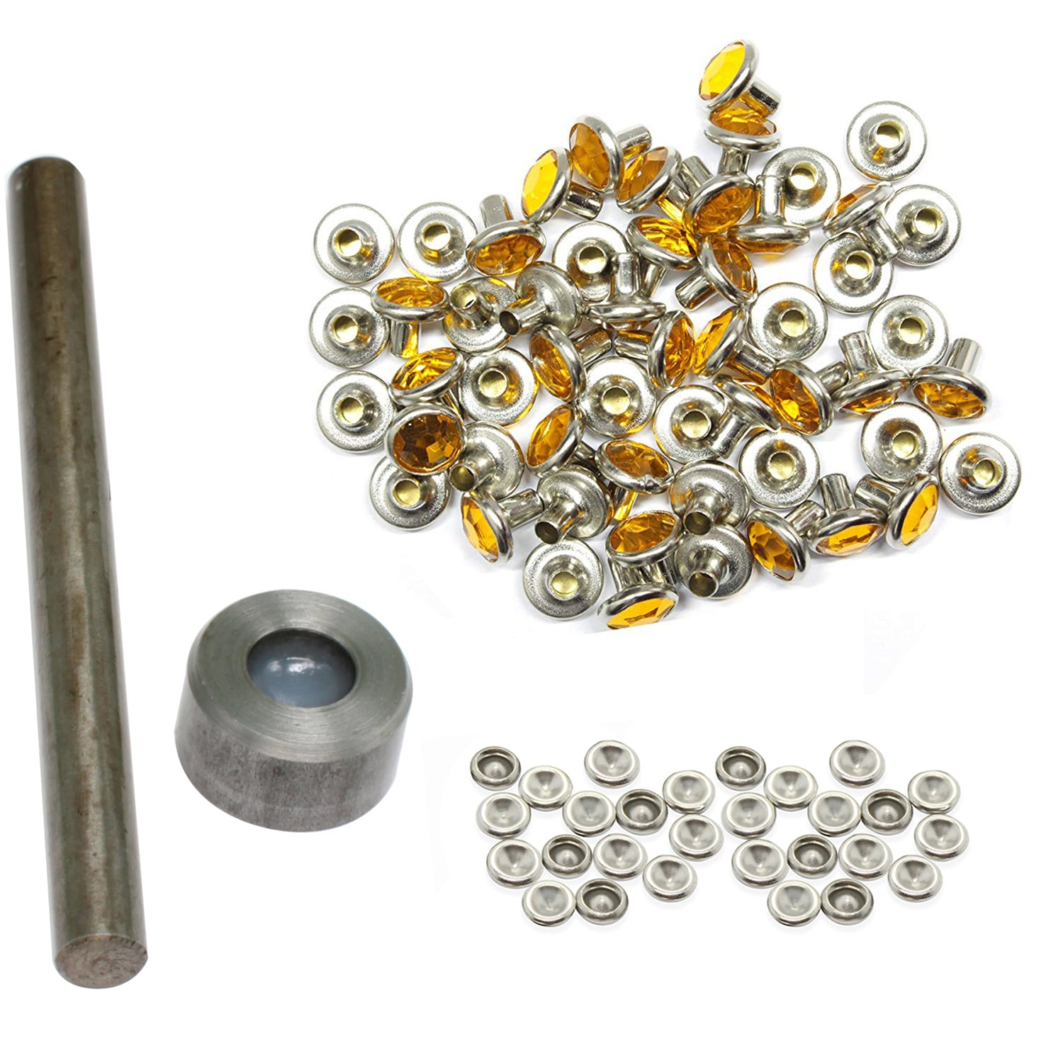 Diamante Rivets with 2 Part Hand Tool  - (Pack of 10)