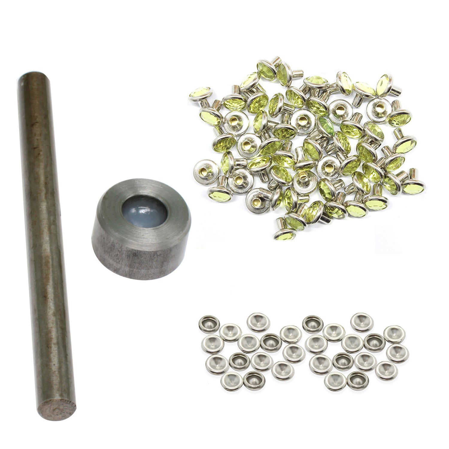 Diamante Rivets with 2 Part Hand Tool  - (Pack of 10)