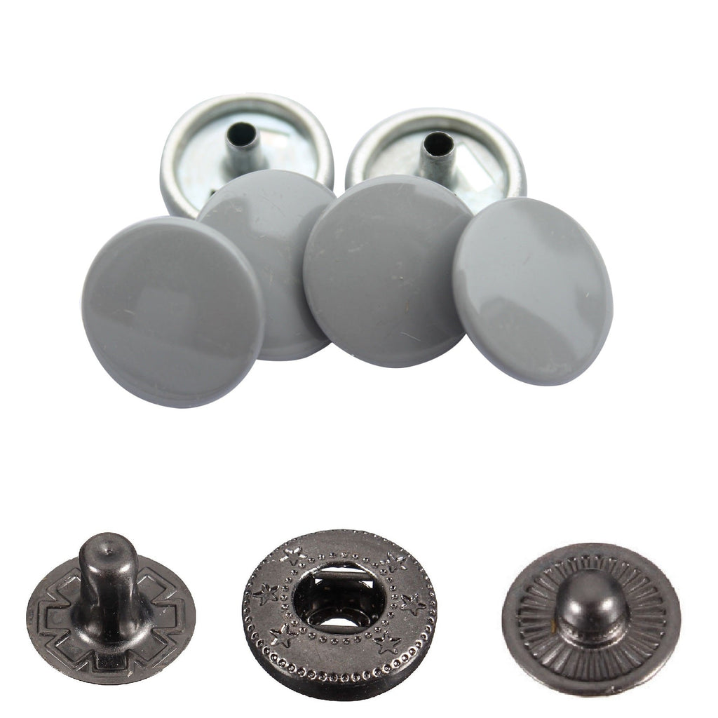 15mm S Spring Press Studs with Colour Caps and Gunmetal Components - (10 Sets)