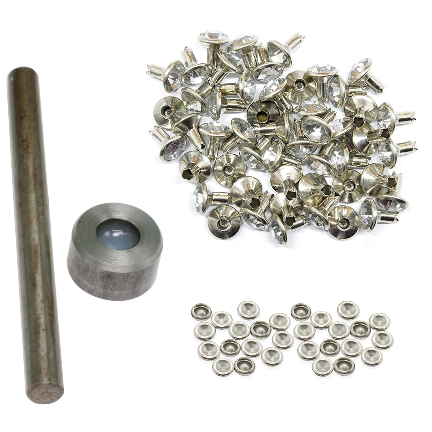 Diamante Rivets with 2 Part Hand Tool  - (Pack of 10)