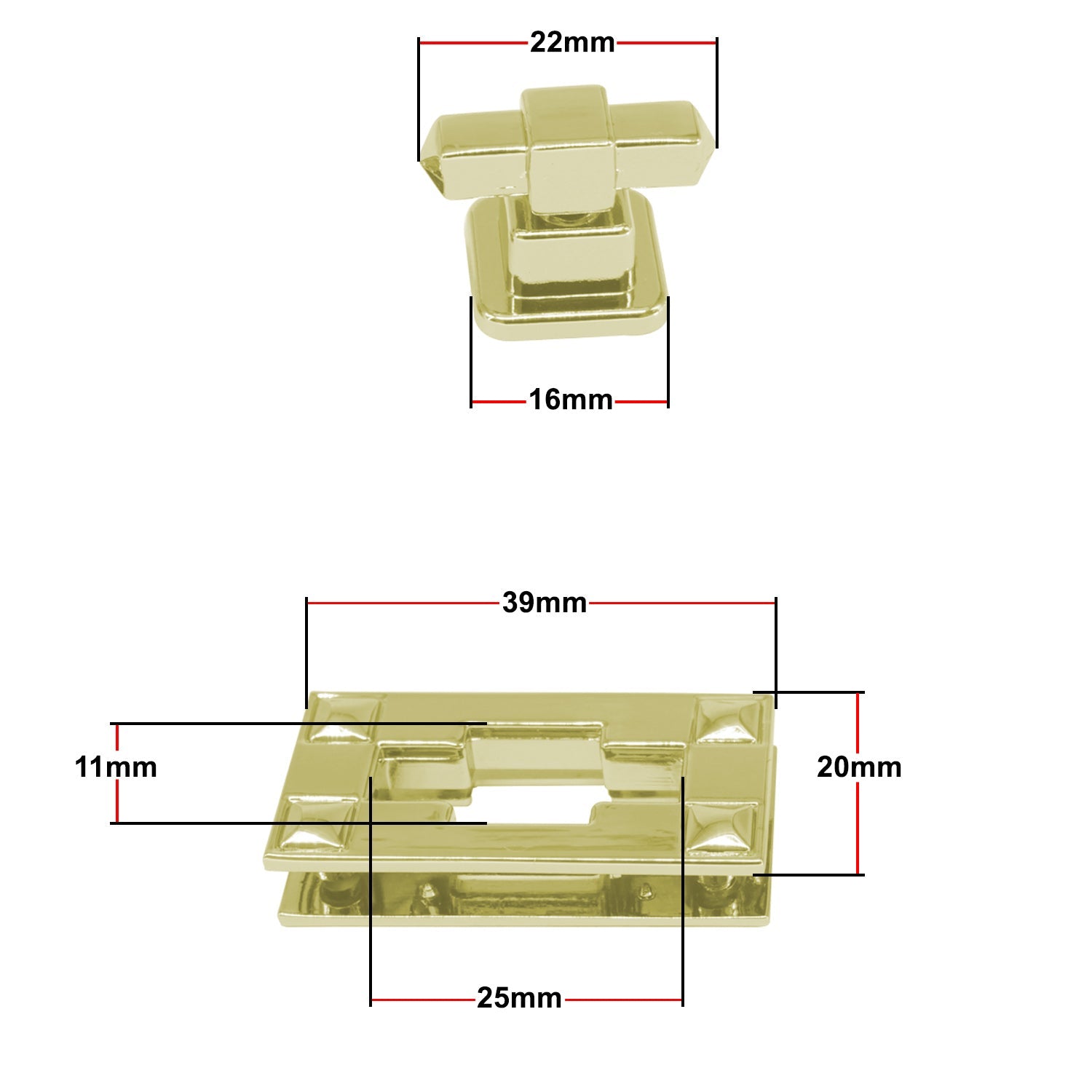 39mm x 20mm Rectangle Twist and Turn Clasp - (Pack of 1)