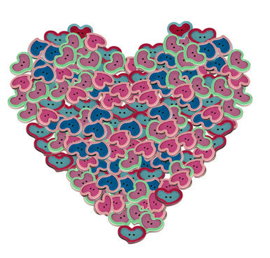 25mm Plastic Heart Shaped Buttons (Pack of 100)