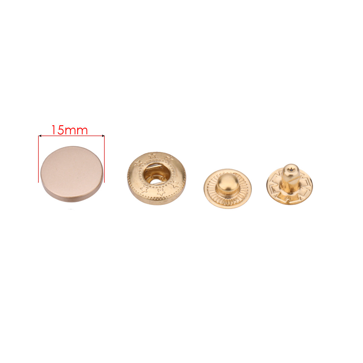4-Part Flat Cap S Spring Press Studs (10 Sets)