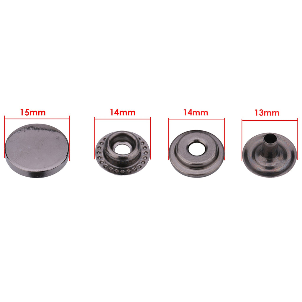 4-Part Flat Cap Press Studs (10 Sets)