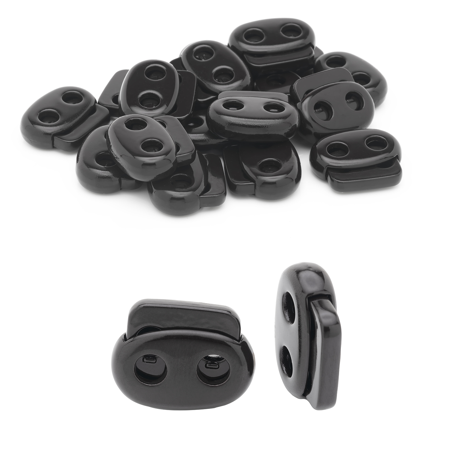 Metal Cord Lock Spring Loaded Stop Toggle Fastener - (Pack of 2)