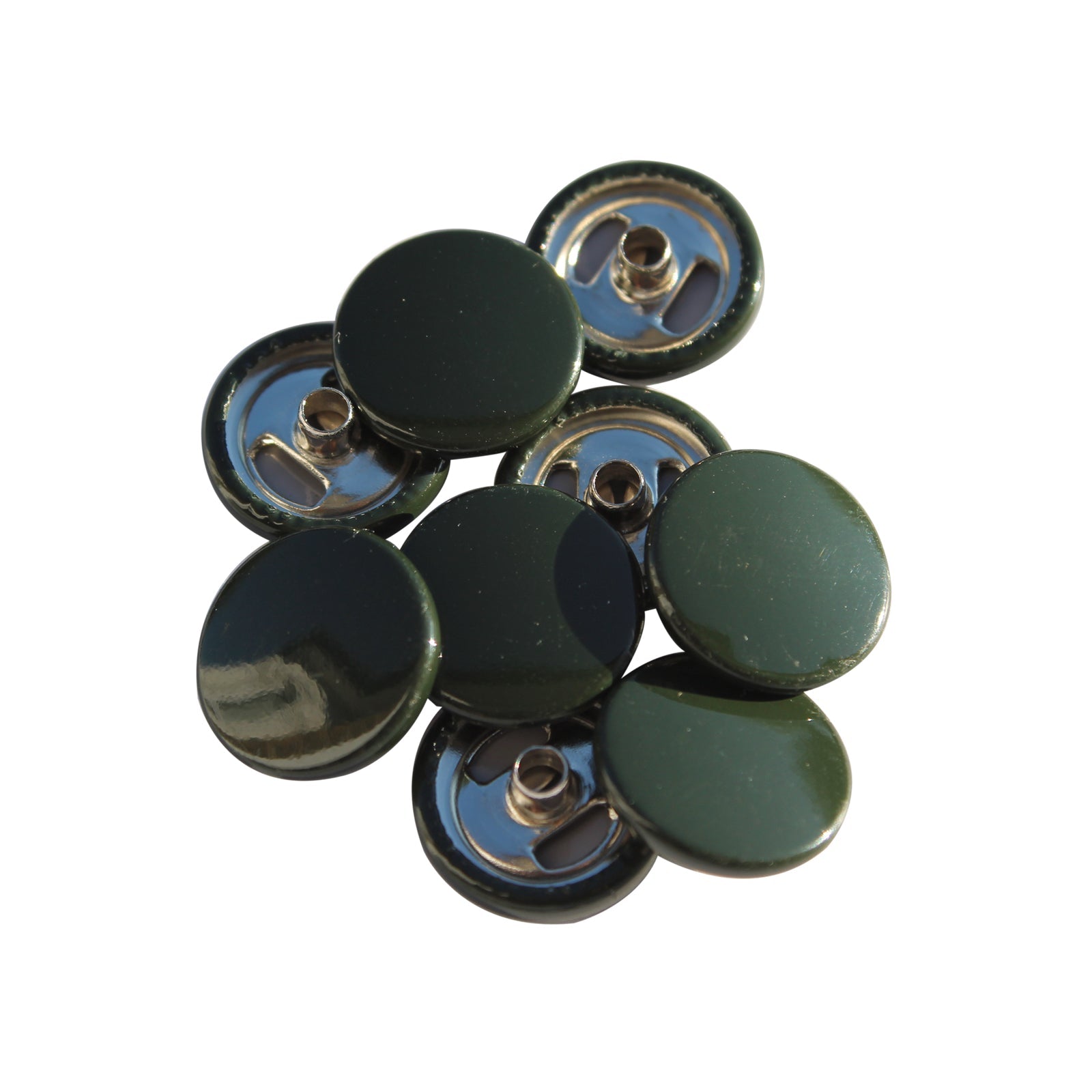 15mm S Spring Press Studs with Coloured Caps and Silver Components (10 Sets)