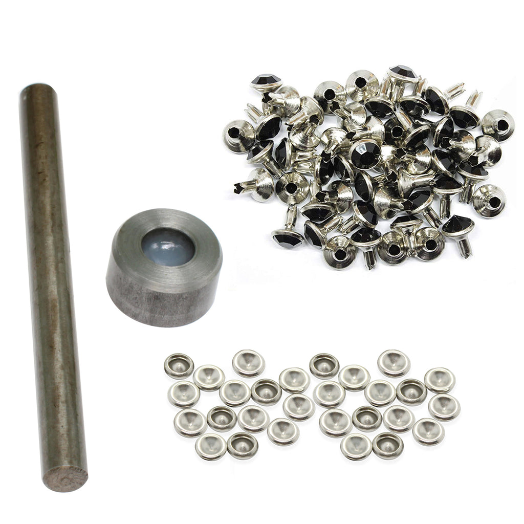 Diamante Rivets with 2 Part Hand Tool  - (Pack of 10)