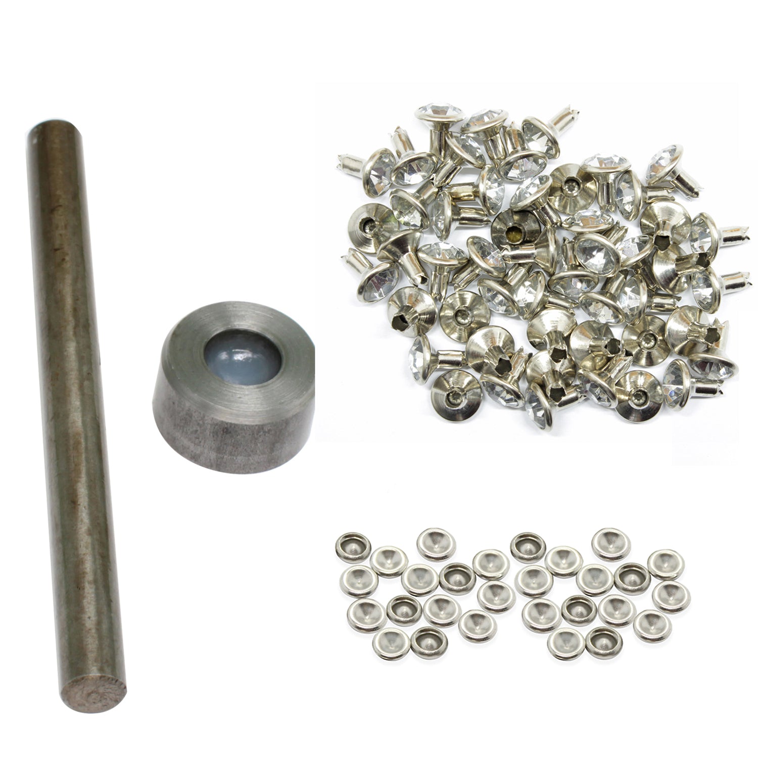Diamante Rivets with 2 Part Hand Tool  - (Pack of 10)
