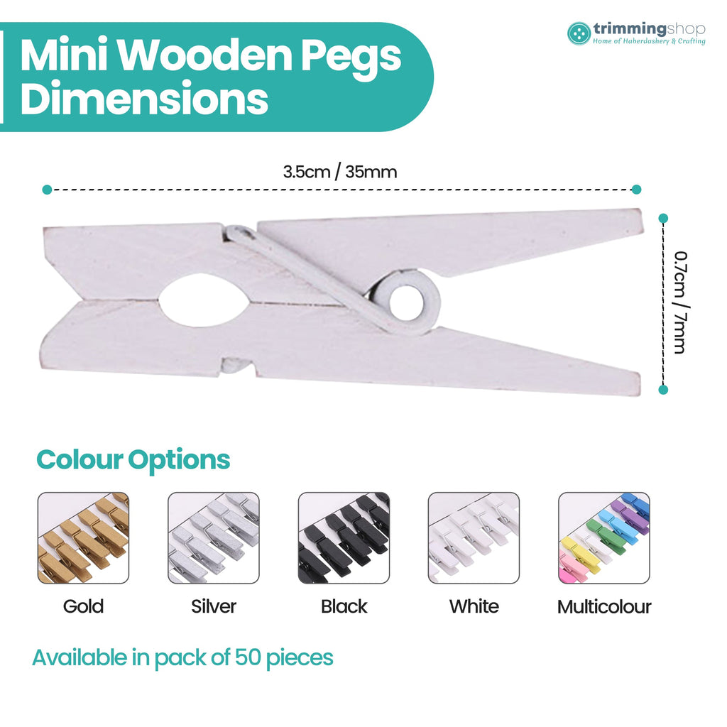Mini Craft Wooden Pegs - (Pack of 50)