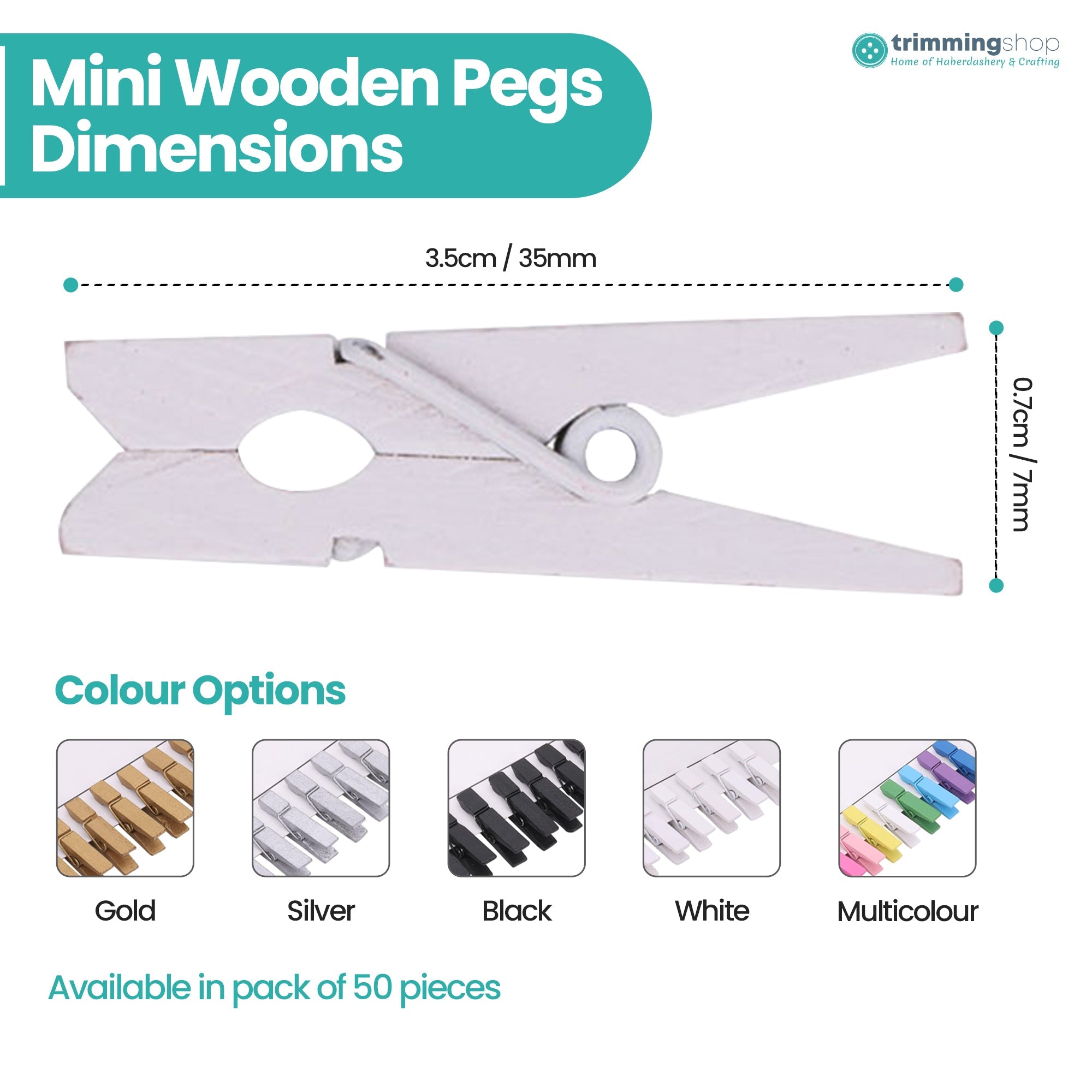 Mini Craft Wooden Pegs - (Pack of 50)