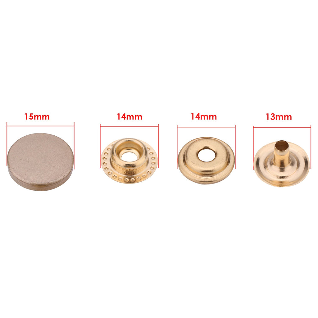 4-Part Flat Cap Press Studs (10 Sets)