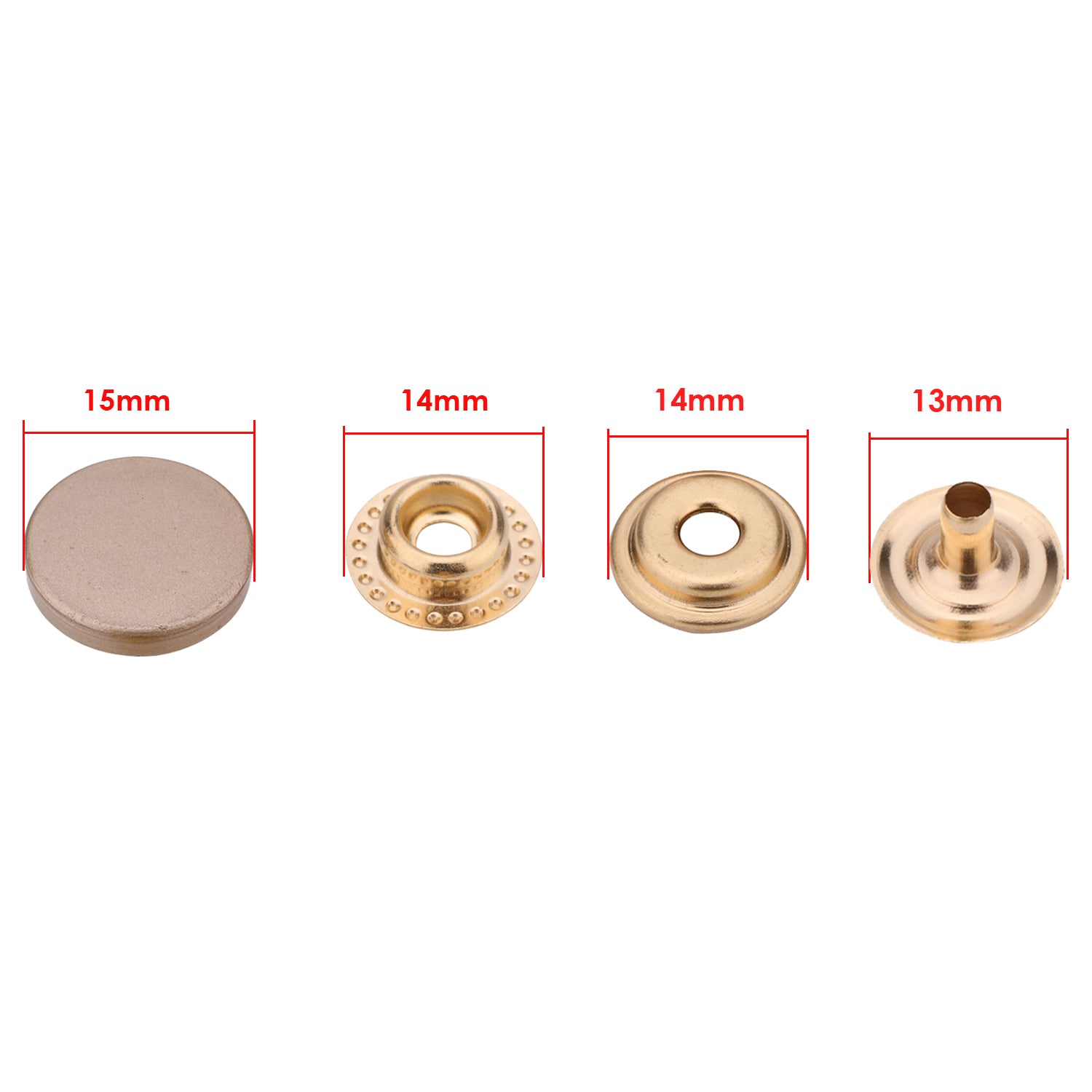 4-Part Flat Cap Press Studs (10 Sets)