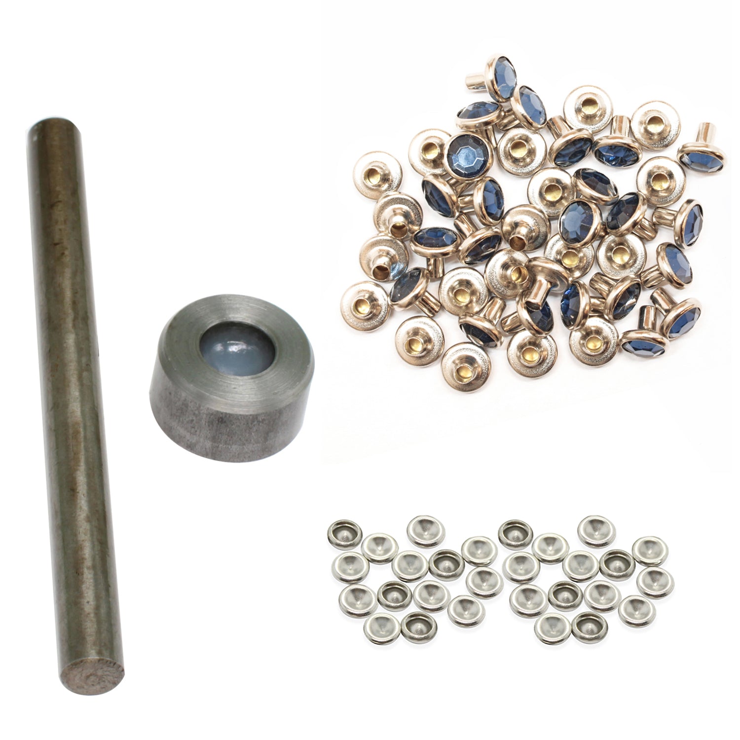 Diamante Rivets with 2 Part Hand Tool  - (Pack of 10)