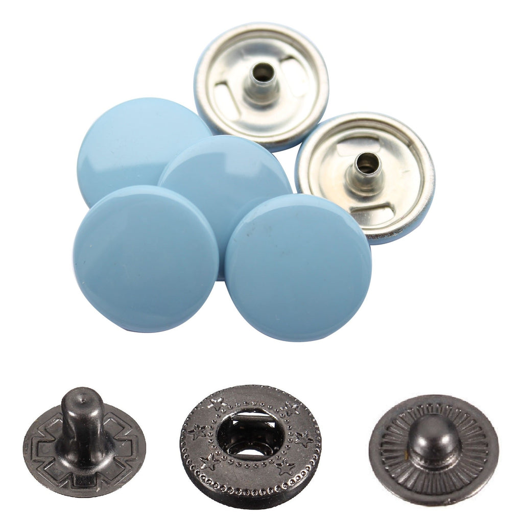 15mm S Spring Press Studs with Colour Caps and Gunmetal Components - (10 Sets)