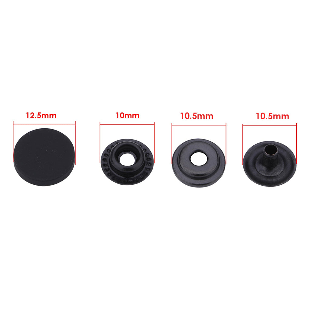 4-Part Flat Cap Press Studs (10 Sets)