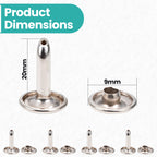 Double Cap Tubular Rivets Extra Long Studs (Pack of 50)