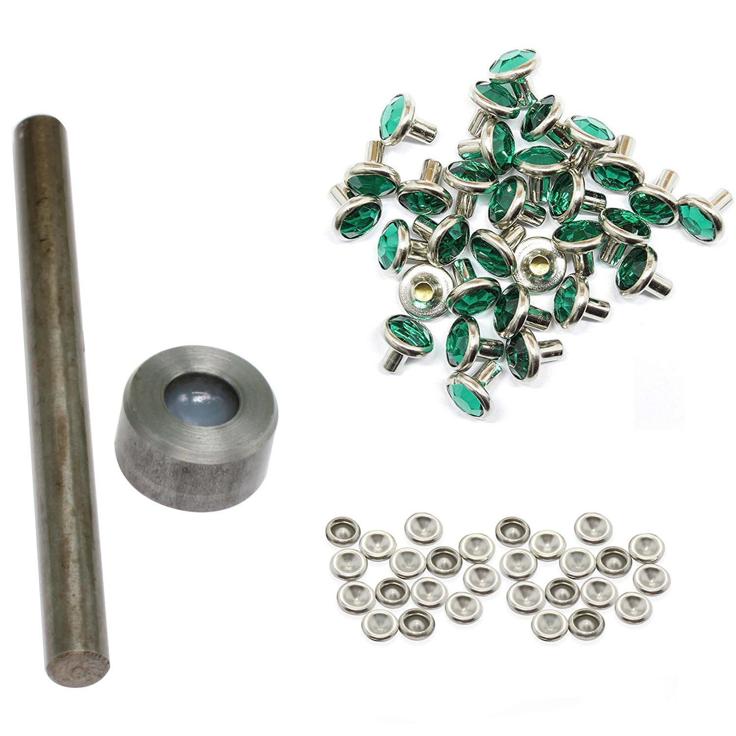 Diamante Rivets with 2 Part Hand Tool  - (Pack of 10)