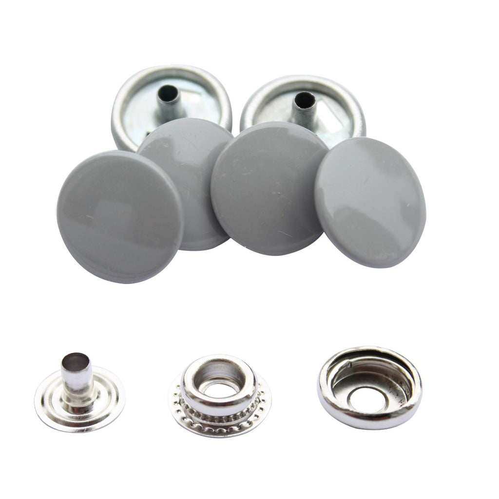 15mm Press Studs with Colour Caps and Silver Components - Small (10 Sets)