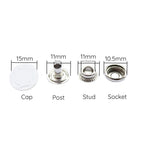 15mm Ring Spring Press Studs - Small (10 Sets)