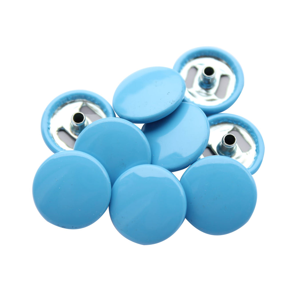 15mm S Spring Press Studs with Coloured Caps and Silver Components (10 Sets)