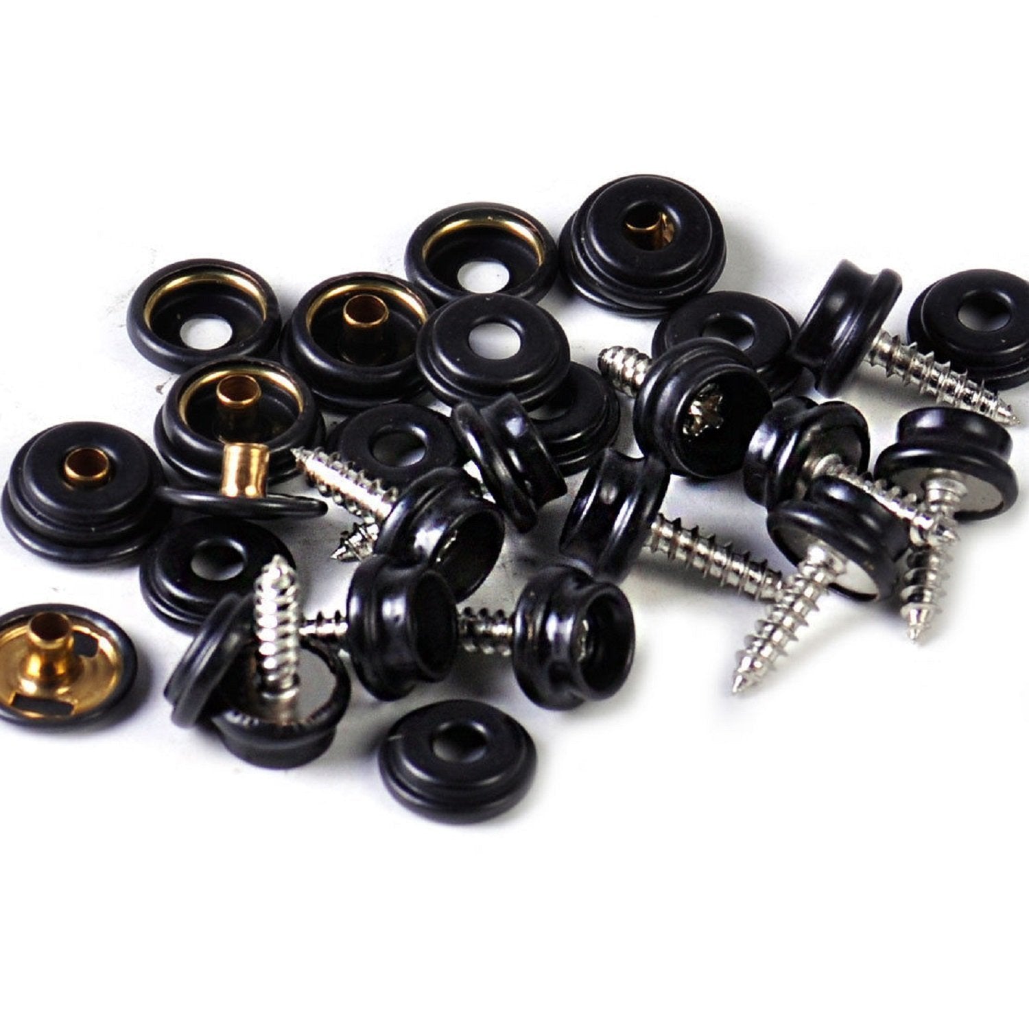 15mm 3 Part Press Studs Screw Pack 10