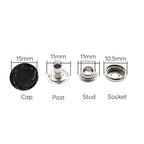 15mm Ring Spring Press Studs - Small (10 Sets)