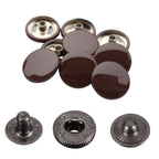 15mm S Spring Press Studs with Colour Caps and Gunmetal Components - (10 Sets)