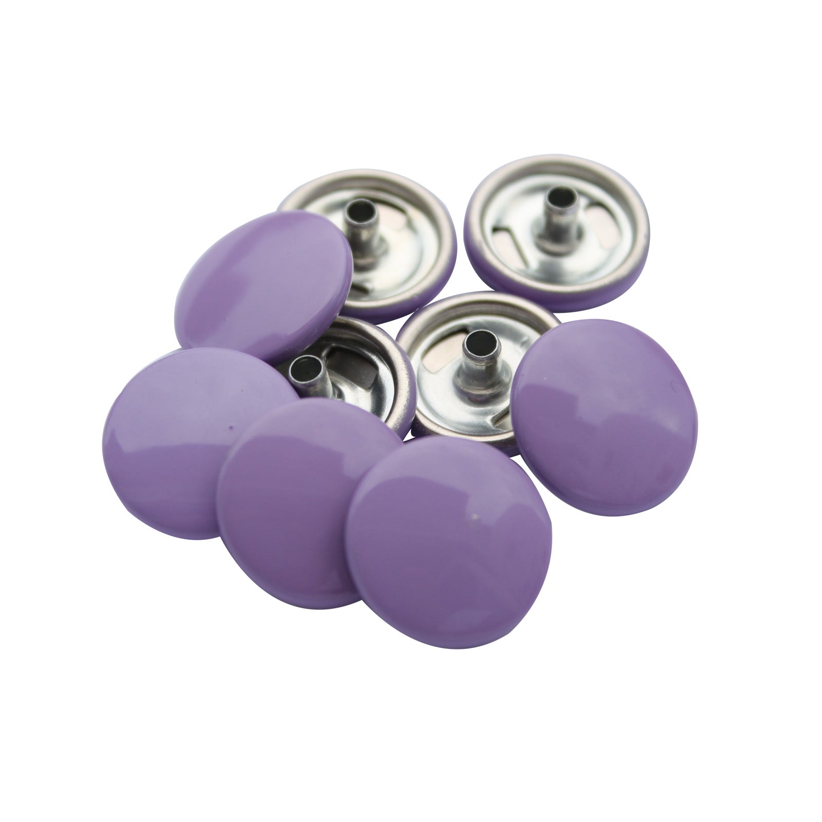 15mm S Spring Press Studs with Coloured Caps and Silver Components (10 Sets)