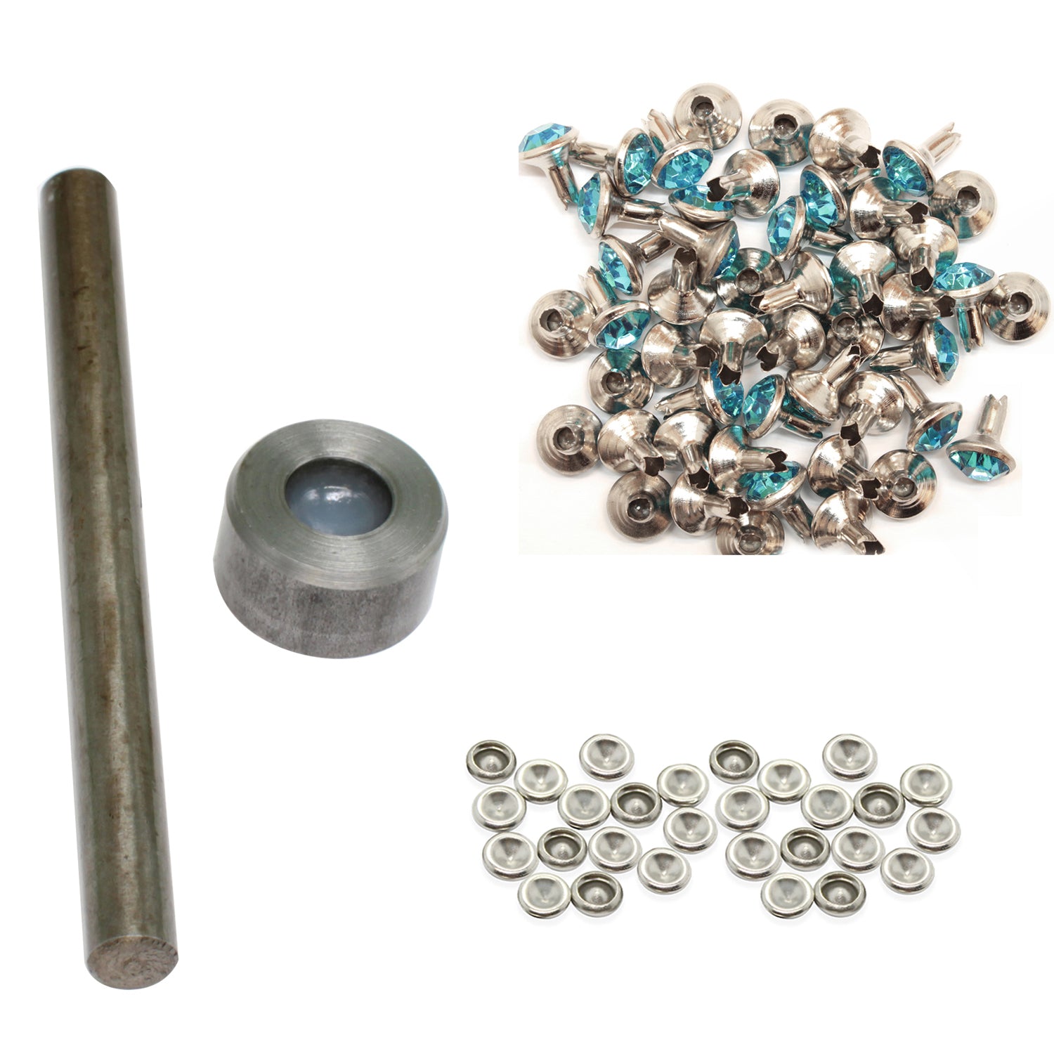 Diamante Rivets with 2 Part Hand Tool  - (Pack of 10)