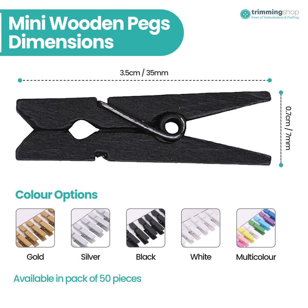 Mini Craft Wooden Pegs - (Pack of 50)