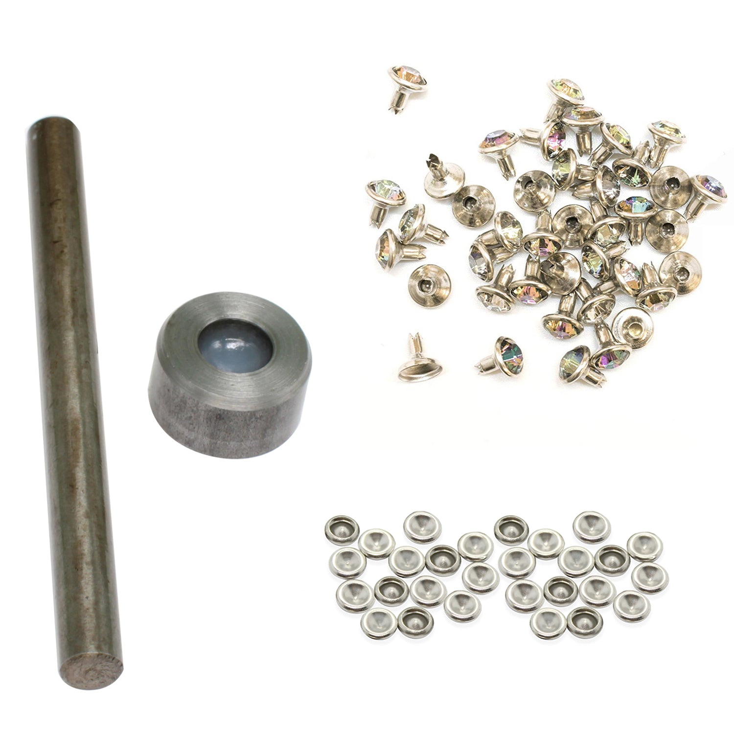Diamante Rivets with 2 Part Hand Tool  - (Pack of 10)