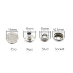 15mm 4-Part Press Studs - Small (10 Sets)