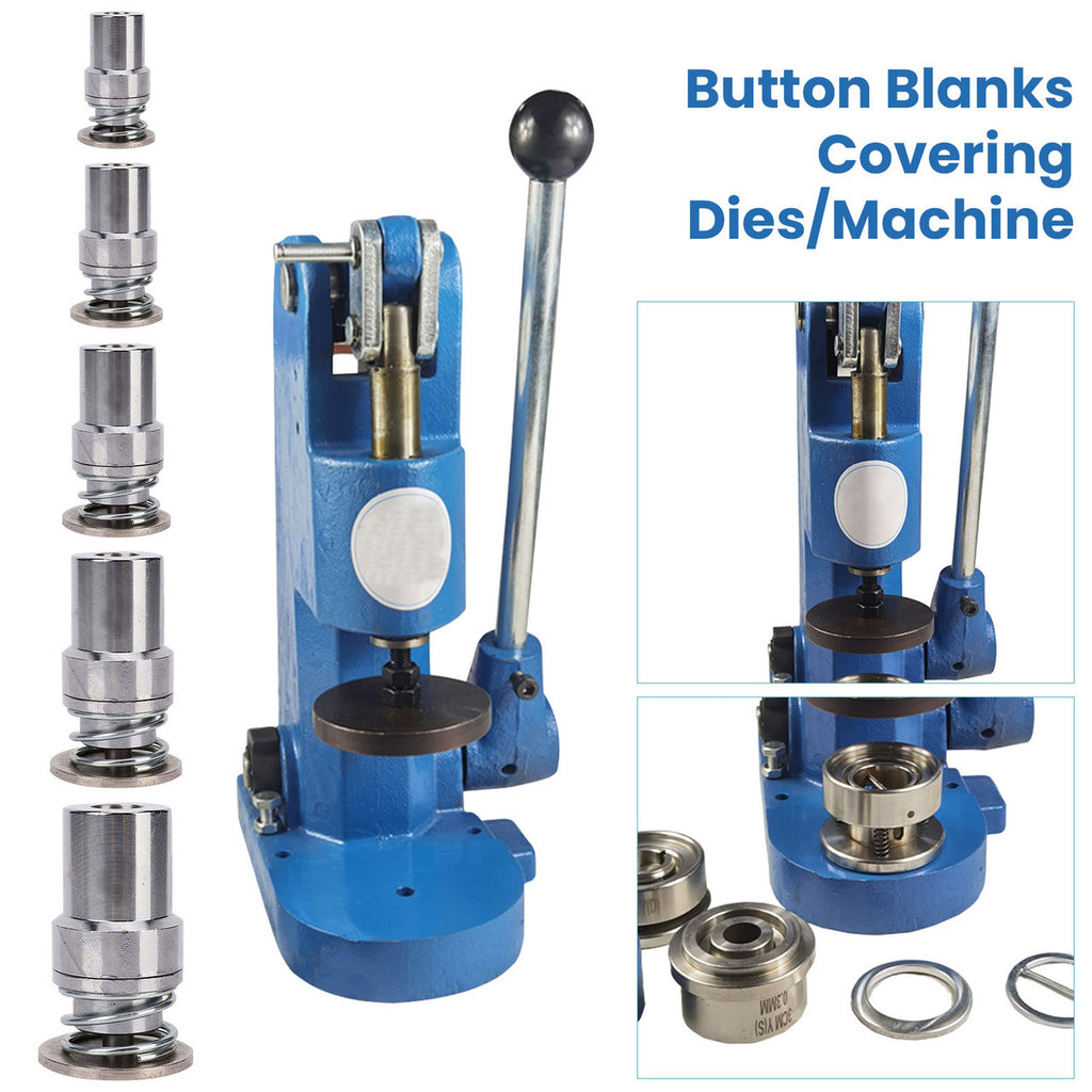 Blue Fabric Button Covering Hand Press Machine + Die Set