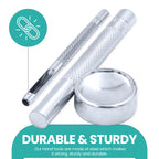 Silver Double Cap Rivets with Hole Punch Hand Tool - (Pack of 100)