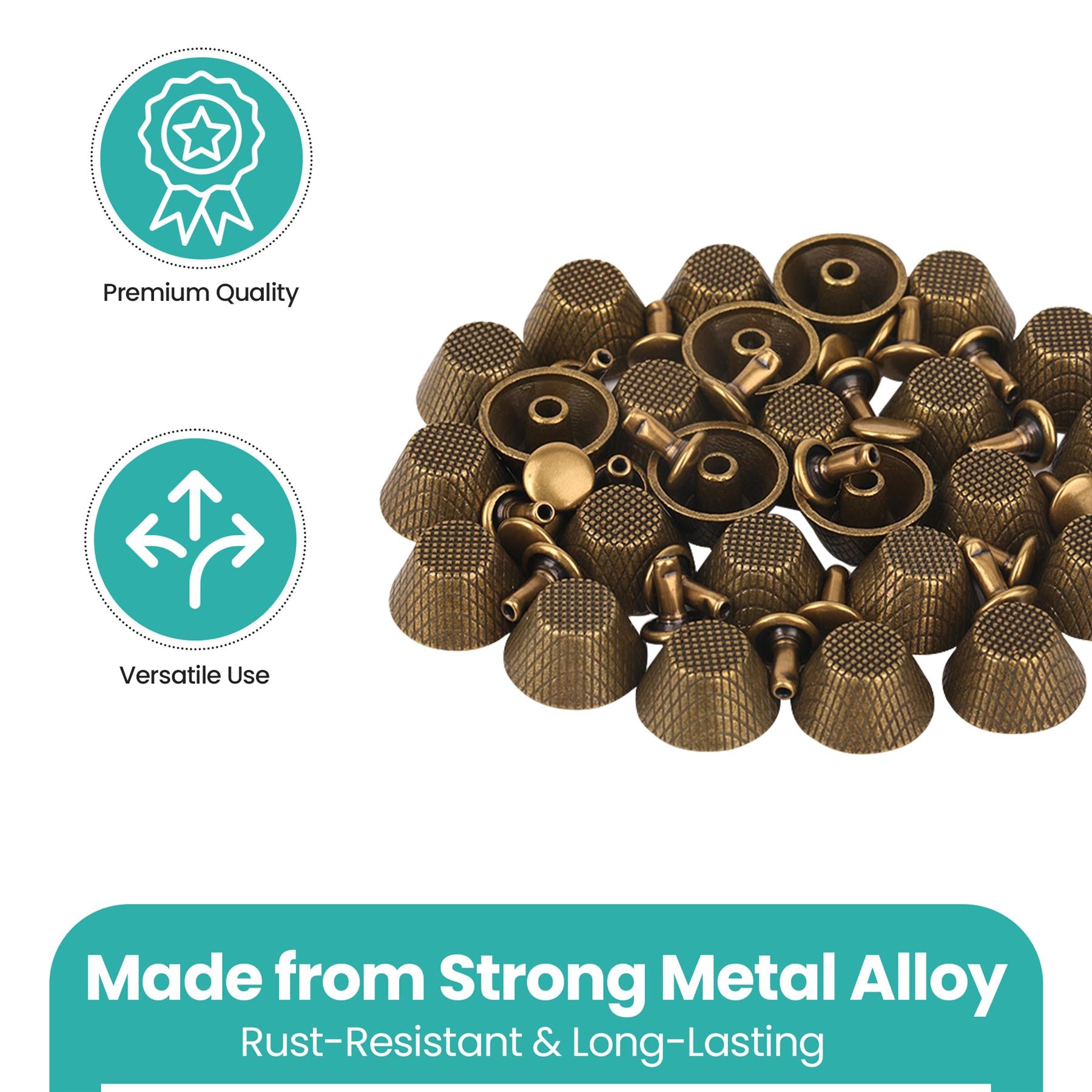 14mm Etched Mushroom Bag Feet Rivets - Pack of 25