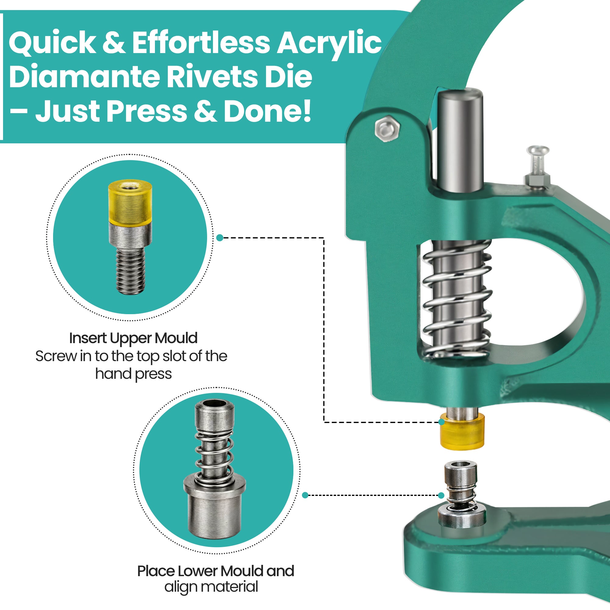 Acrylic Diamante Rivets Die Set for Green Machine Hand Press