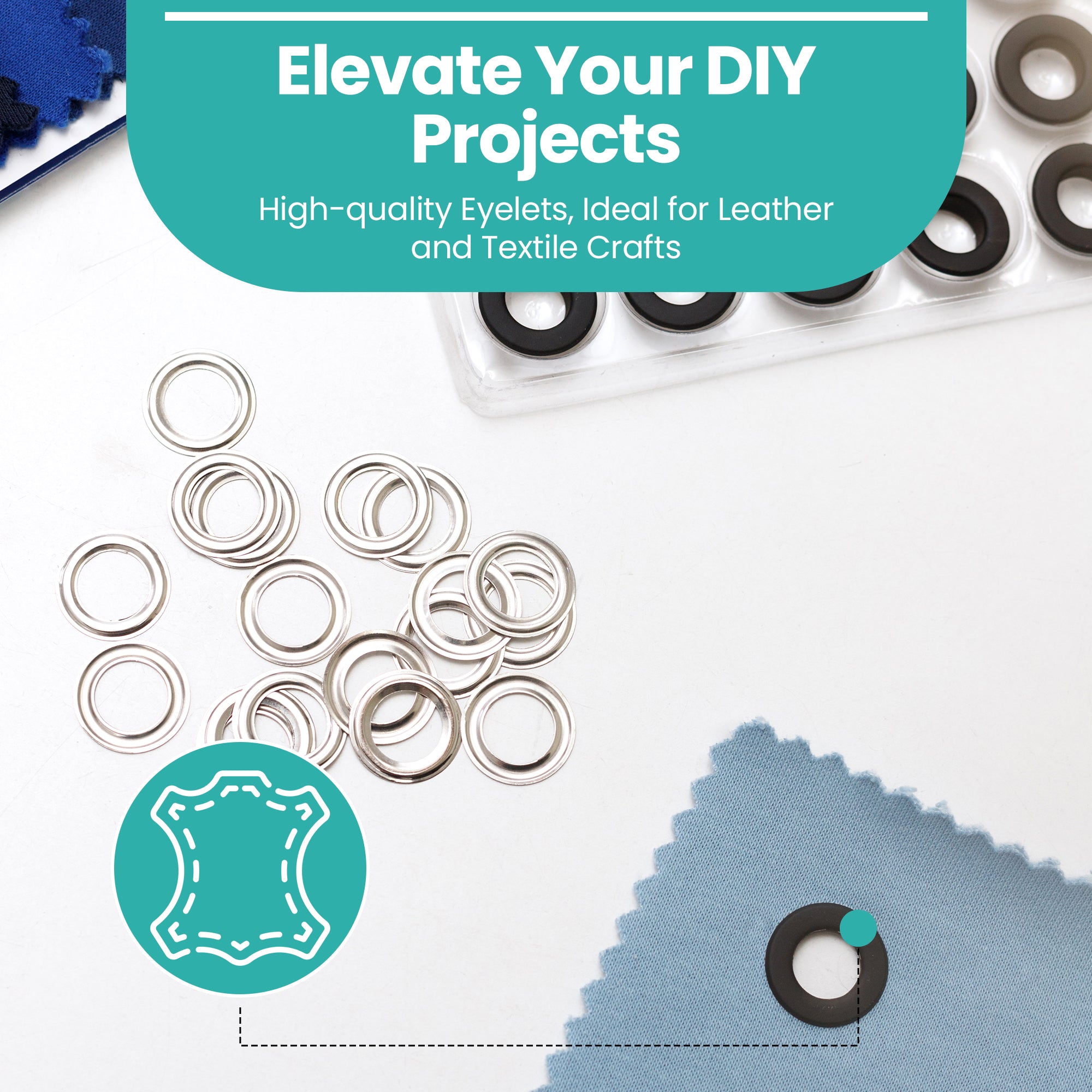 40mm Brass Eyelets with Washers and Spacers - Pack of 10